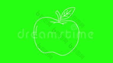 苹果图标手绘卡通动画涂鸦在绿色屏幕